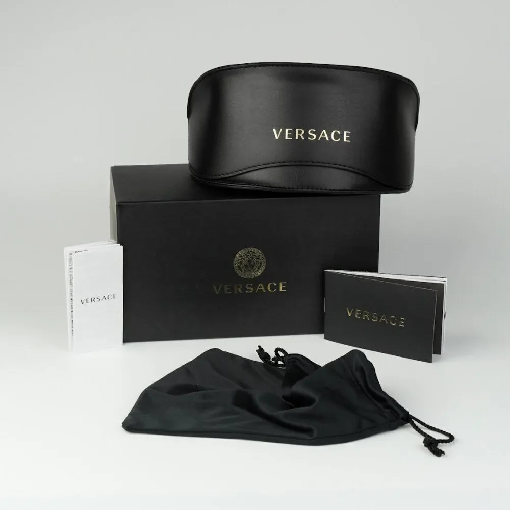 NEW Versace VE4461 148/6V Crystal Grey Mirror Blue Detachable Lens Sunglasses